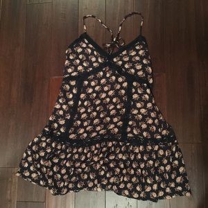 America’s Eagle Strappy Black Floral Mini Dress